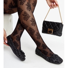 D/GMR Schwarze Ballerinas mit dekorativer Mateja-Blume