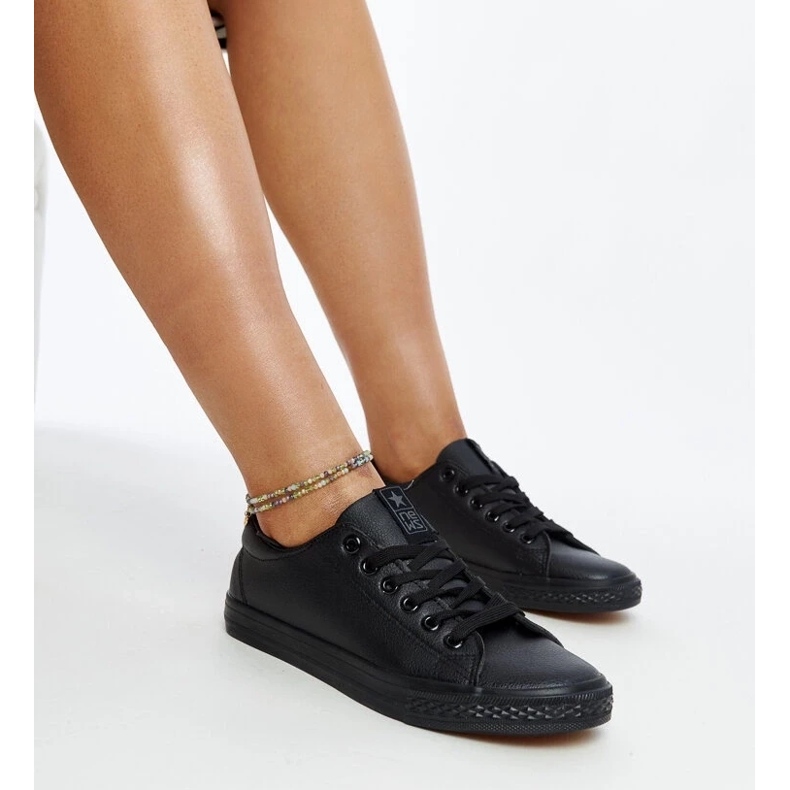 D/GMR Schwarze Öko-Leder-Sneaker Luz