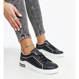 D/GMR Schwarze, durchbrochene Sneakers mit Zorka-Glitzer