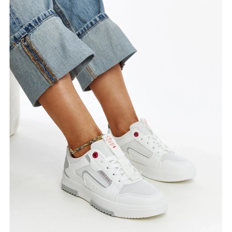 Weiße Cross Jeans-Sneaker für Damen