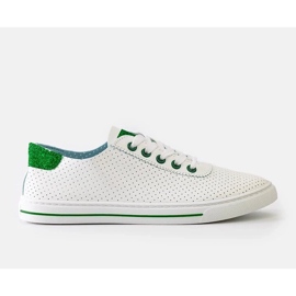 Weiße perforierte Sneakers Spitzen -up -Sneakers von Frauen