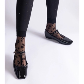 D/CEO Schwarze Ballerinas aus Lackleder mit Marseille-Gürtel