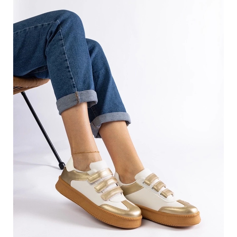 D/CEO Goldene Mena-Sneaker mit Klettverschluss