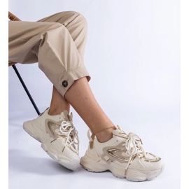 D/CEO Beigefarbene Damen-Sportsneaker mit massiver Lien-Sohle
