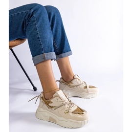 D/CEO Beige Damen-Sneaker mit Agar-Glitzer