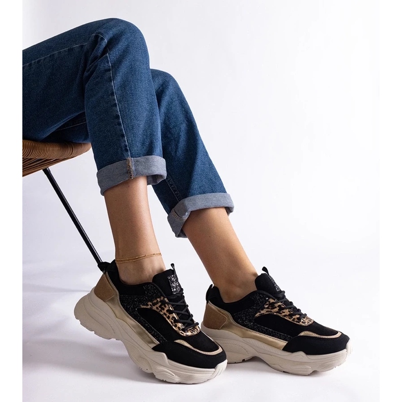 D/CEO Schwarze Sneakers mit glitzernden Clorinda-Einsätzen