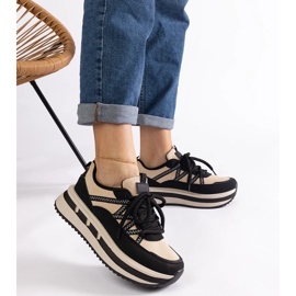 D/CEO Schwarz-beige Damen-Sneaker Renetta