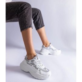 D/CEO Weiße Sneakers mit Rigel-Glitzereinsätzen