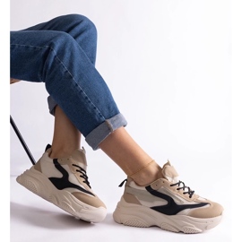 D/CEO Beige-schwarze Milenka-Sneaker für Damen