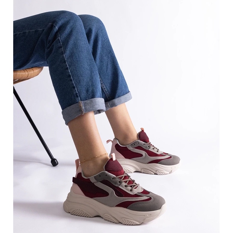 D/CEO Kastanienbraune und graue Milenka-Sneaker für Damen rot