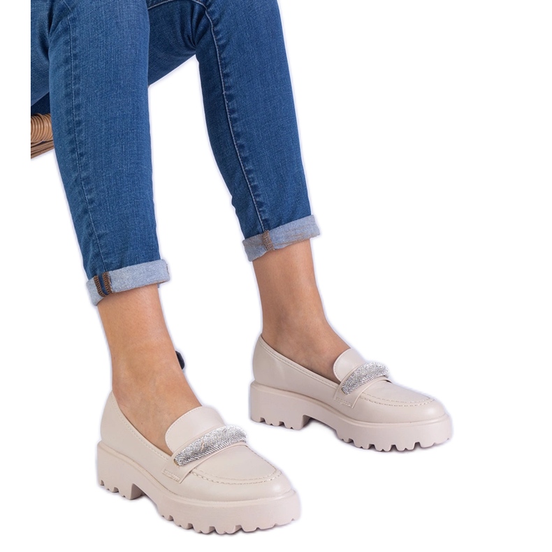 Beige Frauenschleife mit Zirkonen dekoriert