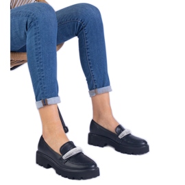 Schwarze Frauen -Slipper mit Zirkonen dekoriert