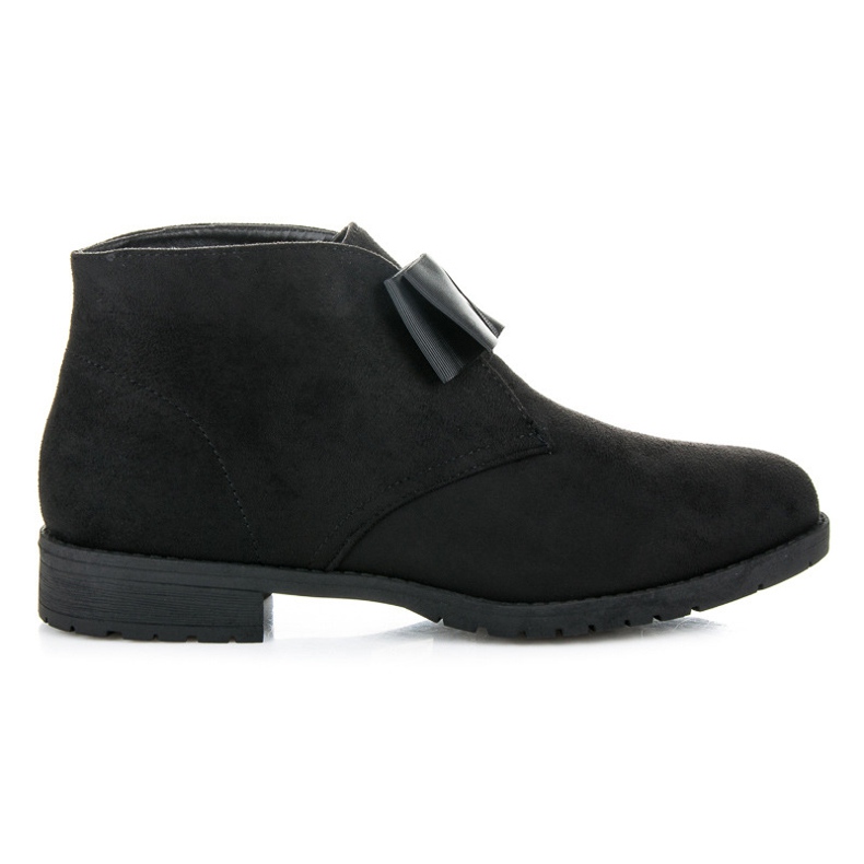 Ideal Shoes Flache Stiefel mit Schleife schwarz