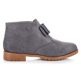 Ideal Shoes Flache Stiefel mit Schleife grau