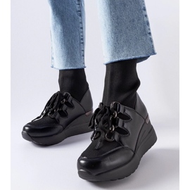 D/CEO Schwarze Rochon-Sockenstiefel mit Keilabsatz