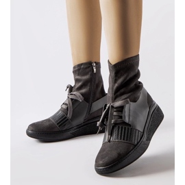 D/CEO Graue Spoleto-Stiefeletten mit Sockenkeil