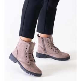 D/CEO Braune Arbeiterstiefel aus Öko-Wildleder auf der Barosa-Plattform