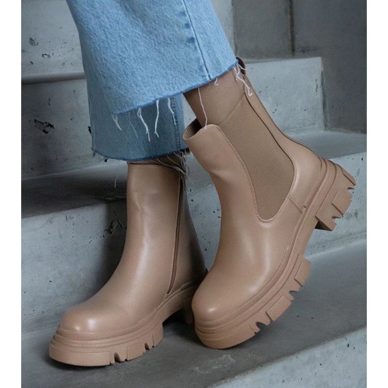 D/CEO Beige isolierte Stiefeletten mit Reißverschluss, Amaris-Faux-Wildleder