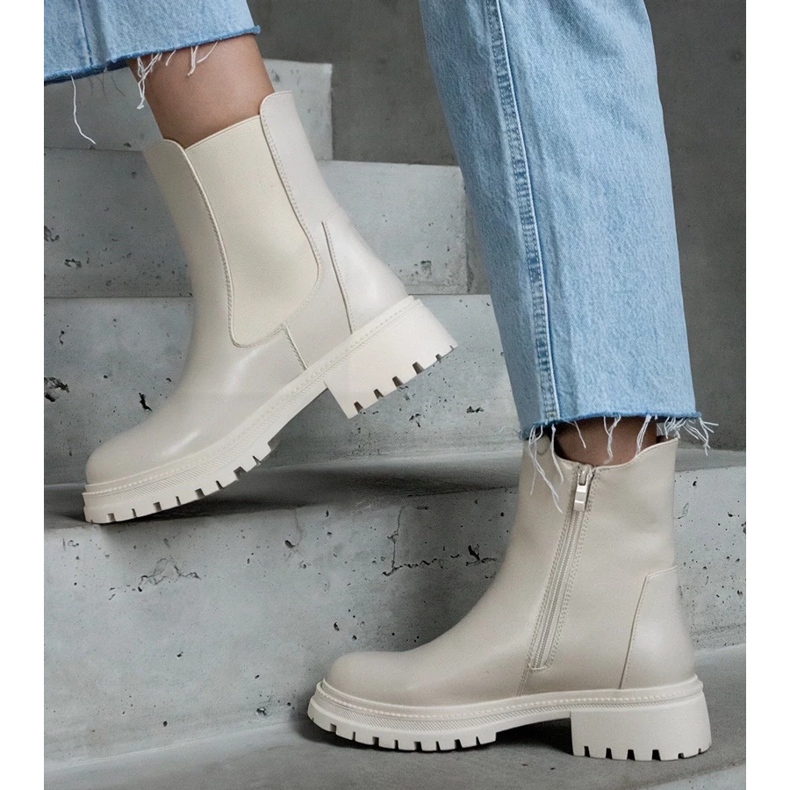 D/CEO Beige isolierte Stiefel mit Reißverschluss, Faux-Wildleder Alia