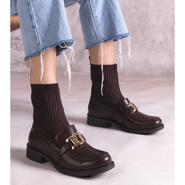 D/CEO Braune Stiefel mit Stoffobermaterial von Krisa