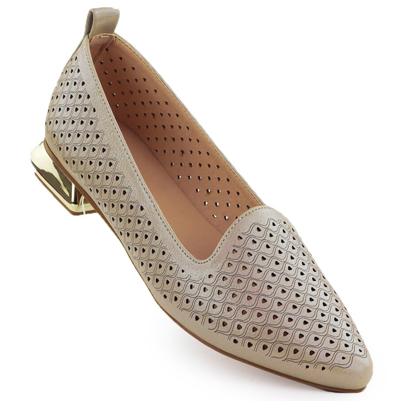 Frauenschuhe auf einem dekorativen Fersenöffnungs -Beige Potocki SZ12574