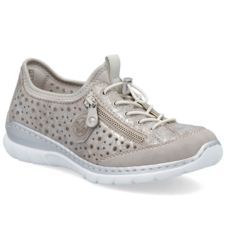 Frauenschuhe komfortable Openwork Beige Silber-plattierte Rieker L32P6-90