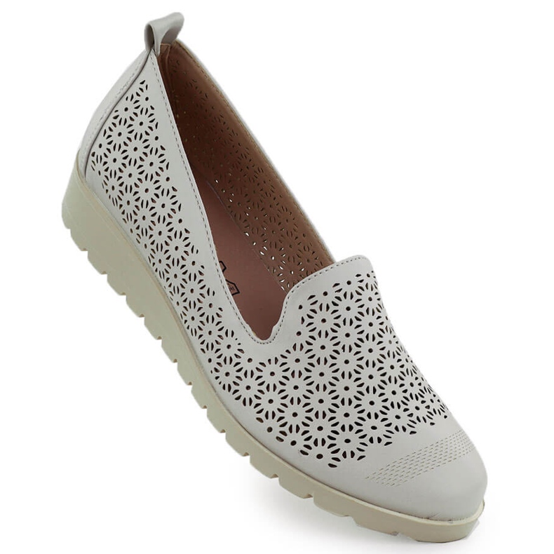 Frauenschuhe auf der Erhebung von Openwork Beige M. Daszyński MR1628-20