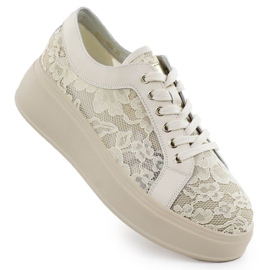 Schuhe auf der Beige Lace-Plattform S.Barski Hy51-059