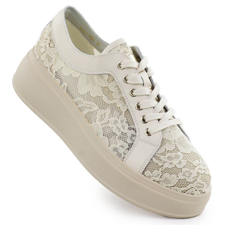 Schuhe auf der Beige Lace-Plattform S.Barski Hy51-059
