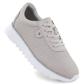 S.Barski Frauen Lederschuhe auf der Openwork-Plattform Beige S. Barski LR51-629