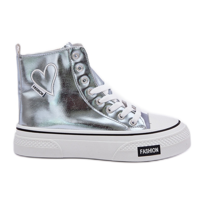 Metallic High Damen -Sneaker mit Herzen blau
