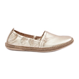 Elegantes Leder -Espadrilles Frauen Zazoo 10177 Gold golden