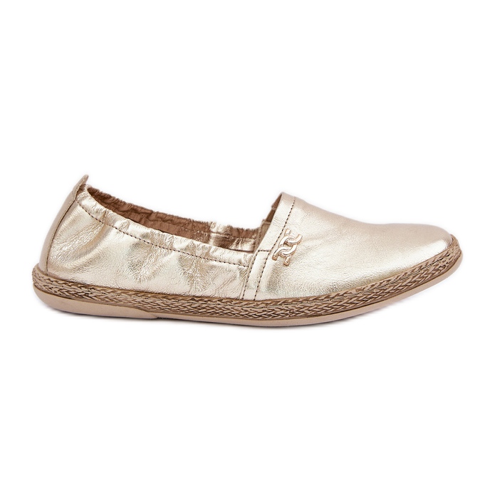 Elegantes Leder -Espadrilles Frauen Zazoo 10177 Gold golden