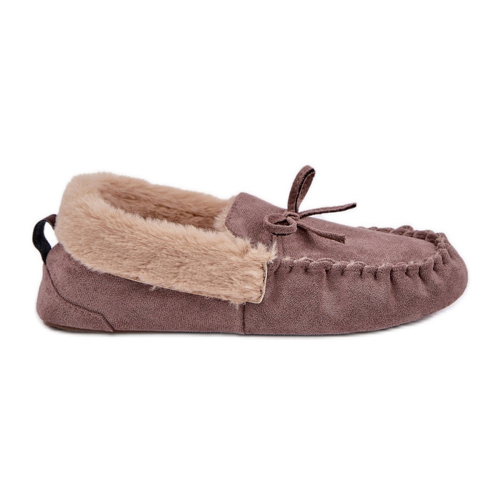 Moccasins Frauenschuhe mit Pelz dunkler Beige Kleogoria