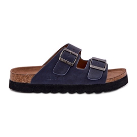 Leichte Männerschuhe mit Öko -Lederschnallen Big Star NN174530 Marineblau