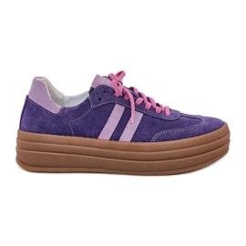 Zazoo N1068S4 Frauen Wildleder -Sneaker auf der Plattform Dark Violet lila