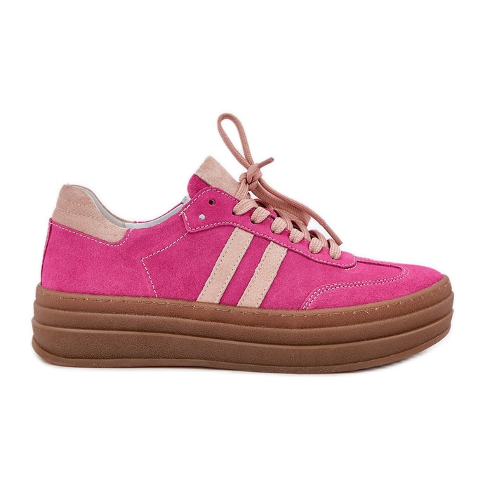 Zazoo N1068S4 Frauen Wildleder -Turnschuhe auf der Fuchsia -Plattform rosa