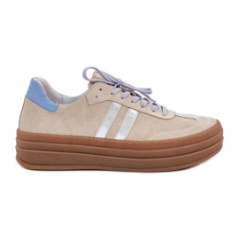 Zazoo N1068S4 Frauen Wildleder -Sneaker auf der Plattform Beige