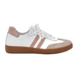 Zazoo N1068 Leder Low Beige Damen -Sneaker