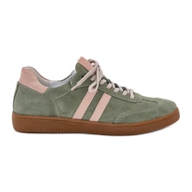 Zazoo N1068 Wildleder Low Damen Green Sneakers für Frauen grün