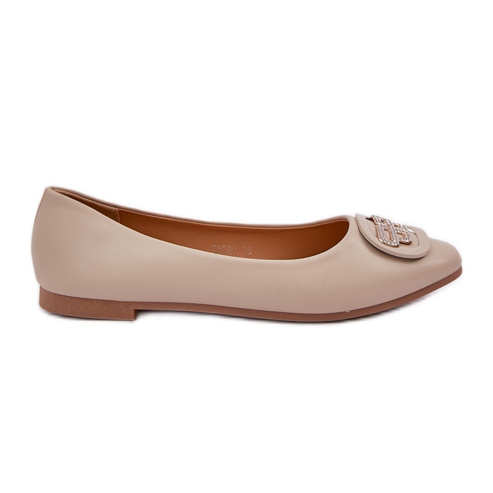 Ballerinas auf einer flachen Sohle mit einer Verzierung für 58p Beige