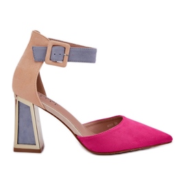 Sandalen auf dem Pfosten mit spitzen Zehen Fuchsia rosa