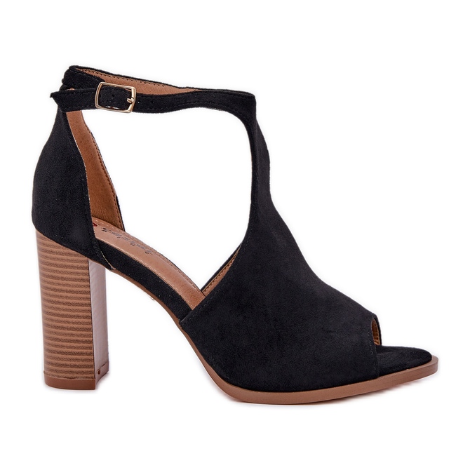 Sandalen auf dem Eco Suede Post Black schwarz