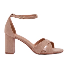 Sandalen auf der Bar Ferse mit Öko -Wildleder Beige