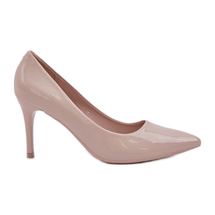 Lackierte High Heels mit spitzen Toasts Beige