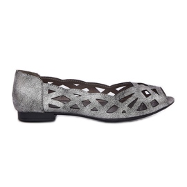 Jezzi Silber offene Ballerinas mit nackten Fingern