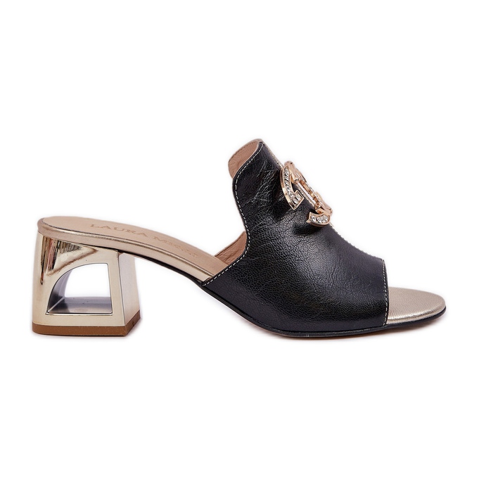 Elegante Lederheels Laura Messi 2875 Schwarz und Gold