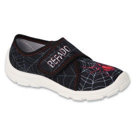 Befado Kinderhausschuhe 974X565 schwarz mit Spinnenapplikation