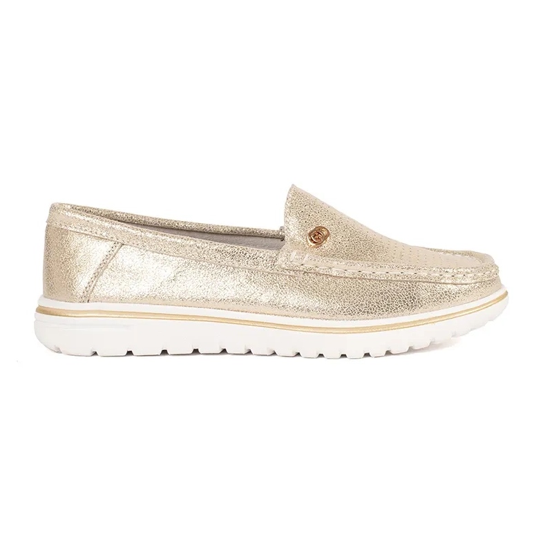 Goodin Goldene Metallic -Slipper aus natürlichen Leder