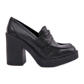 Pumpen auf einer massiven Säule mit Öko -Lederschwarz